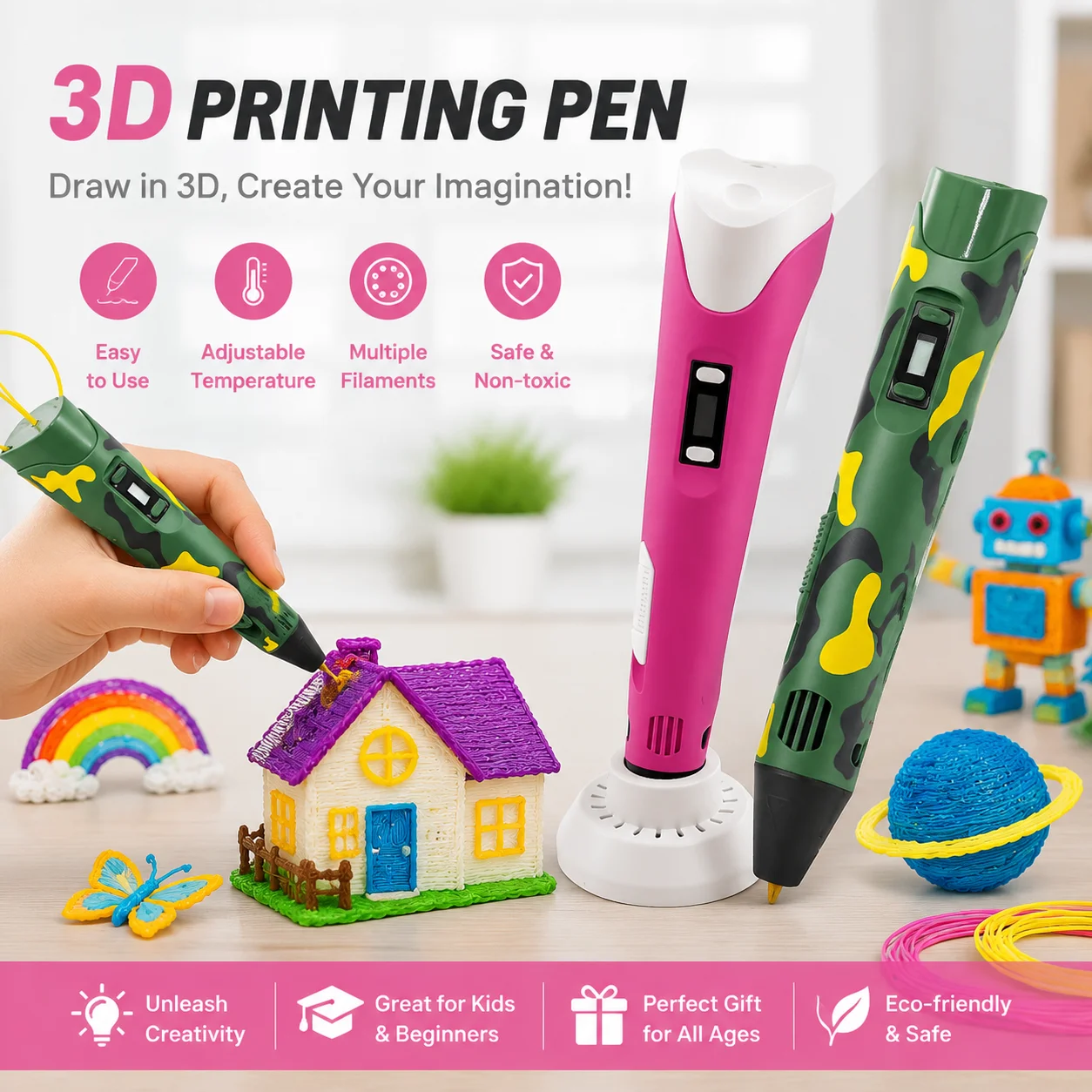 3D Printing Pen For Adults - 3D Printing Pen with 9M PLA