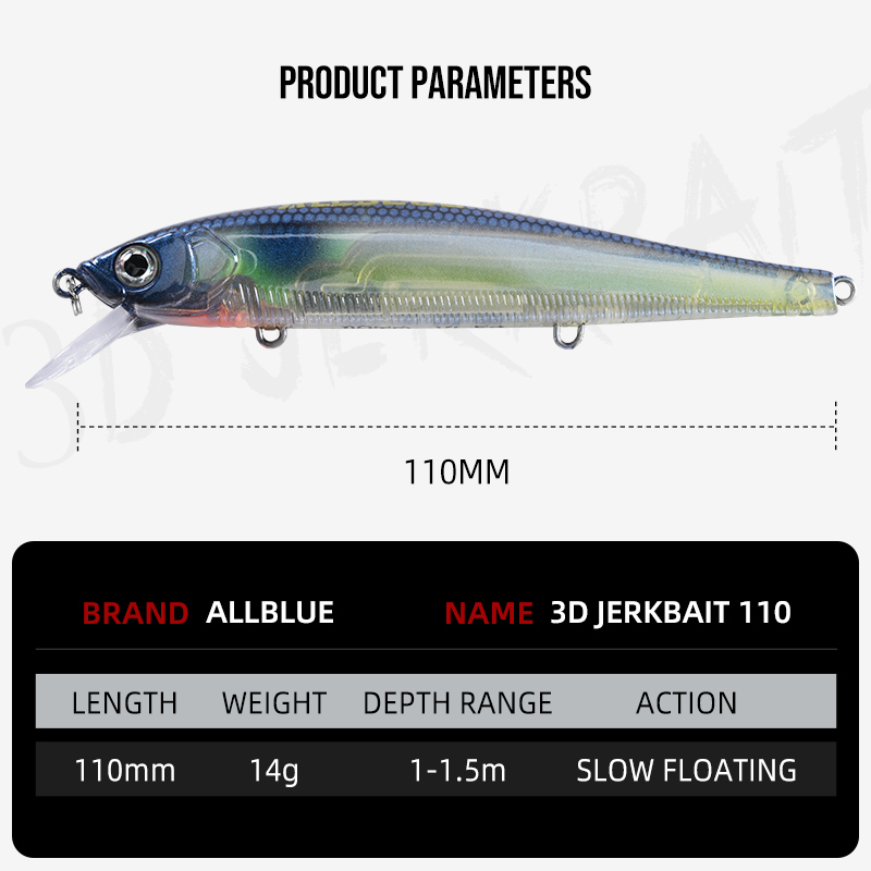 ALLBLUE 3D Jerkbait Wobbler Fi - 3D Printing Lure 评论和价格