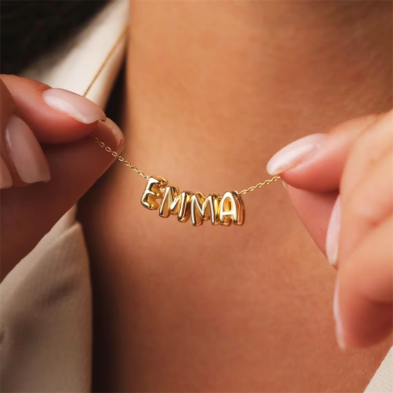 Bubble Letter Necklaces Custom - 3D Printing Jewelry 评论和价格