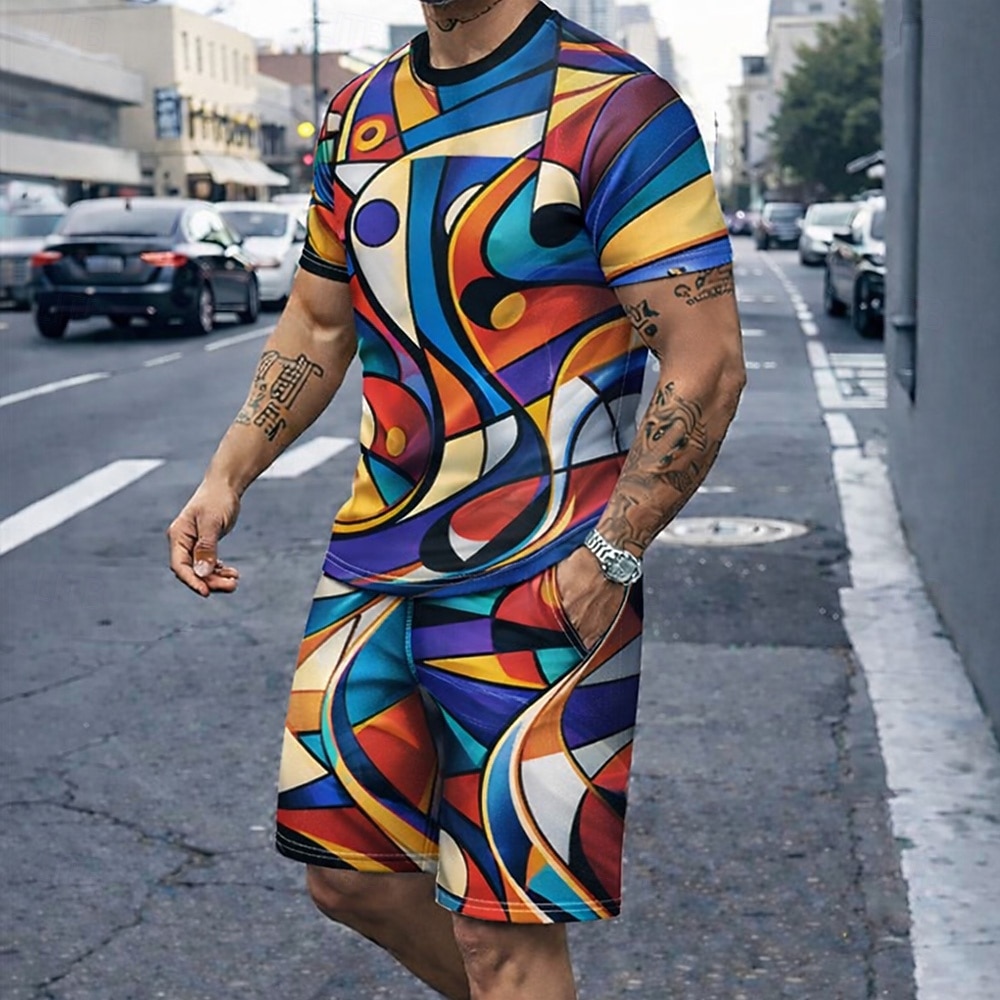 Men's 2pcs Tees Sets Summer To - 3D Printing Custom 评论和价格
