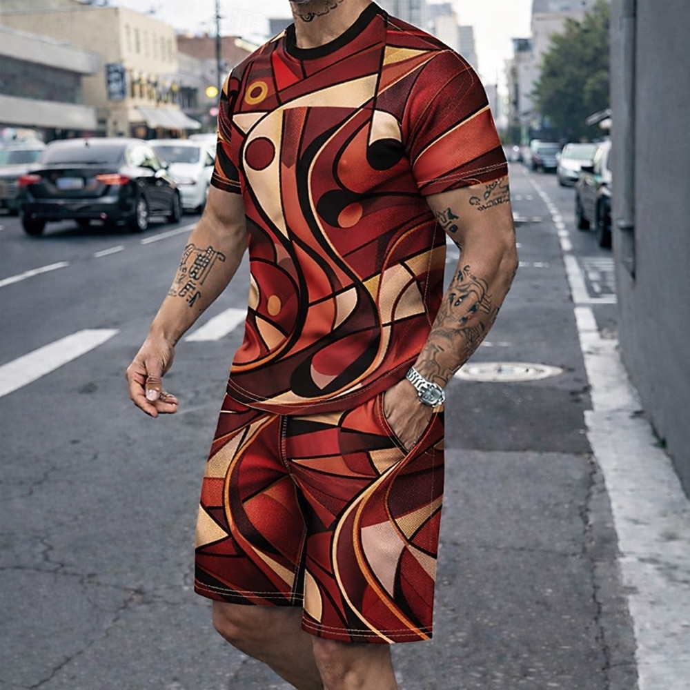 Men's 2pcs Tees Sets Summer To - 3D Printing Custom 评论和价格