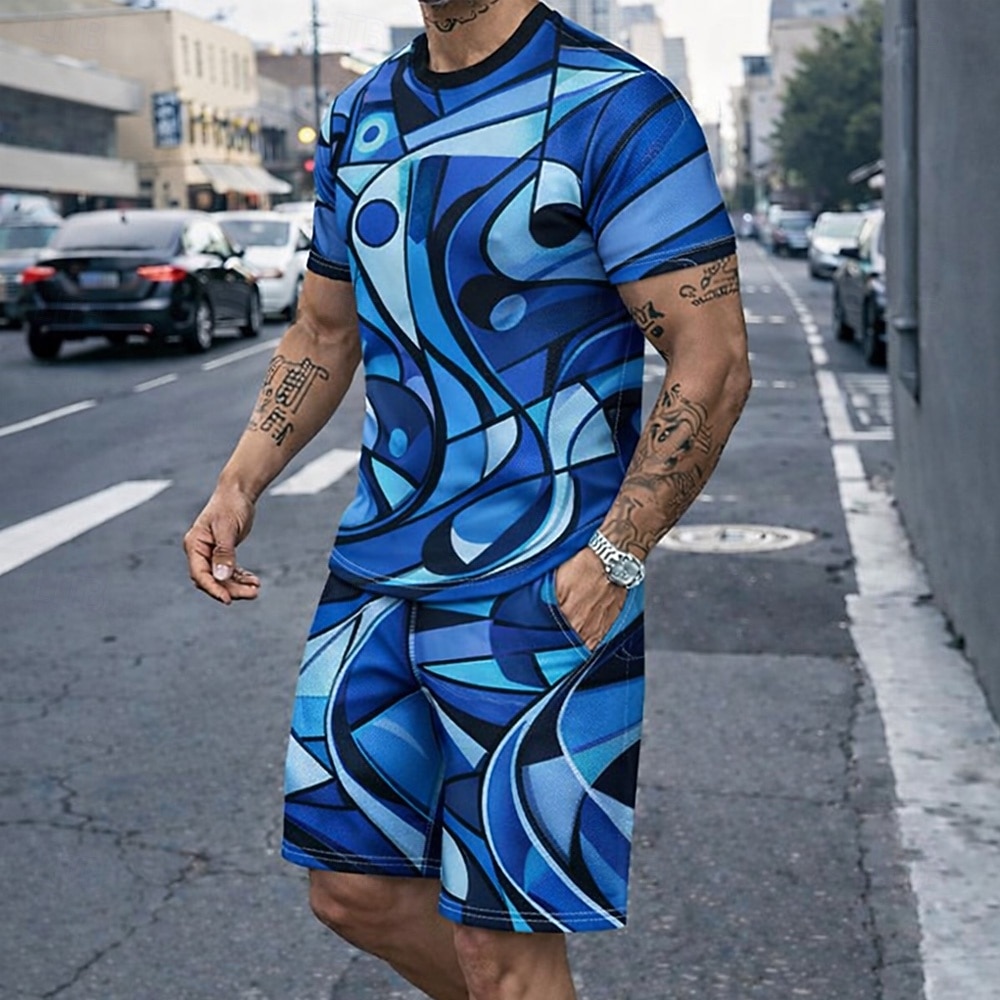 Men's 2pcs Tees Sets Summer To - 3D Printing Custom 评论和价格